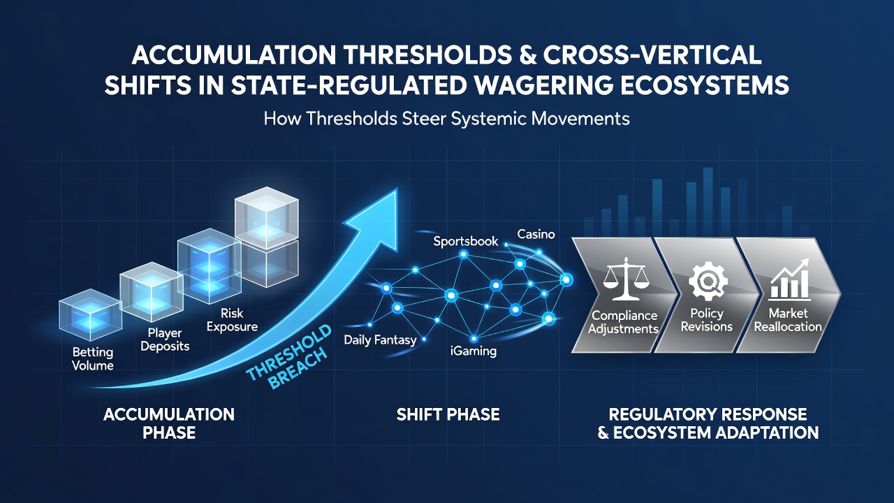 Graph showing accumulation thresholds and cross-vertical shifts in state-regulated wagering platforms during 2026