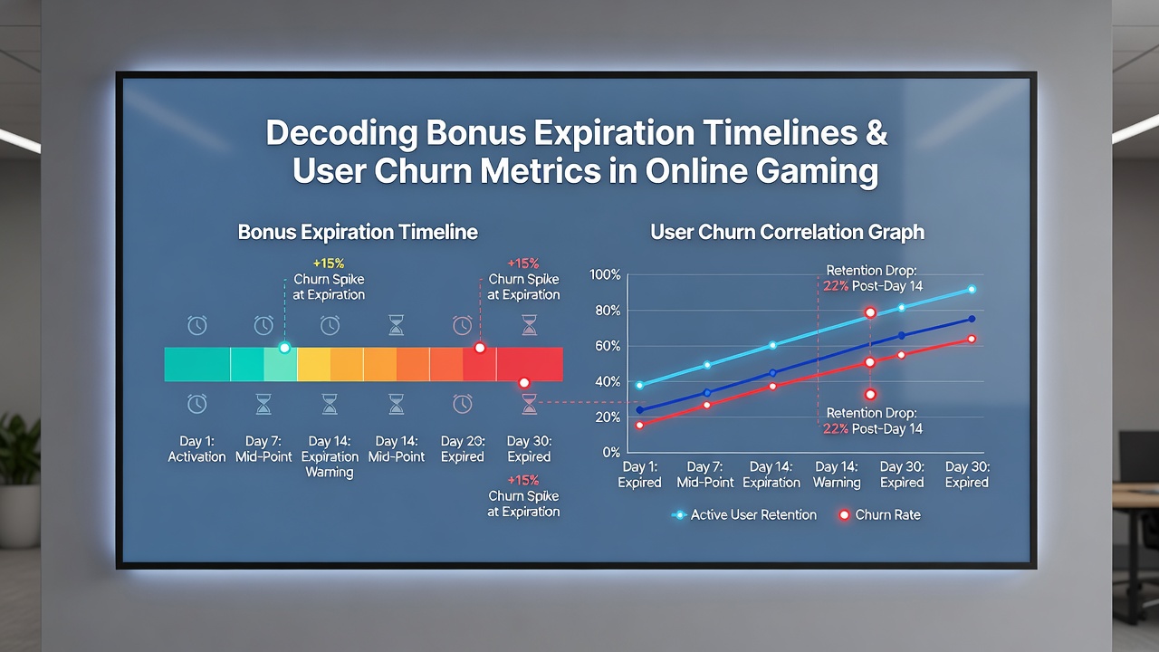 Charts displaying churn rate fluctuations aligned with different bonus expiration periods across gaming sites