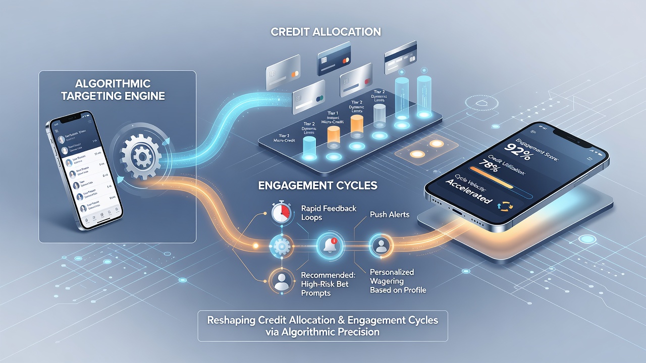 Dashboard visualization of algorithmic credit allocation patterns across different user segments in a wagering platform