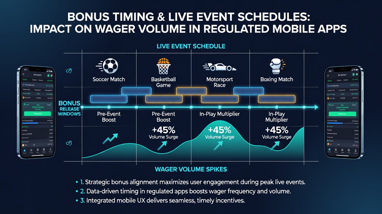 Data chart comparing wager volumes before, during, and after live events when bonuses are synchronized with schedules