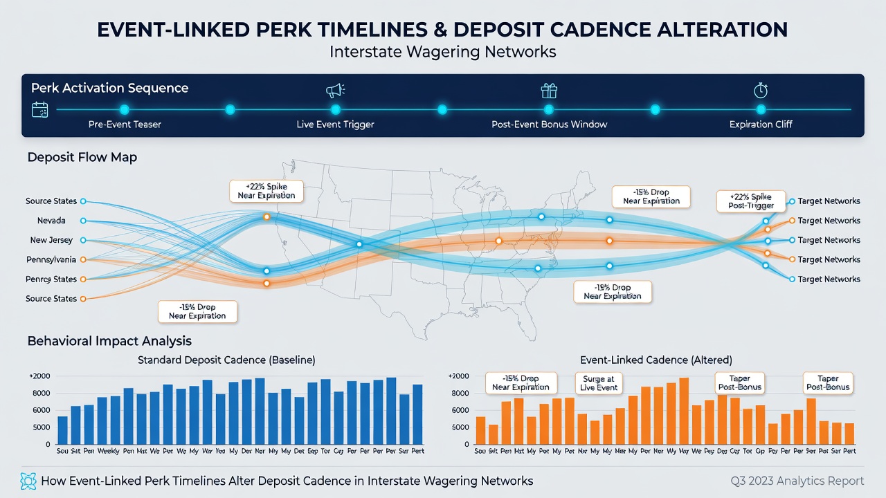 Chart displaying deposit volume fluctuations tied to event perk deadlines in multi-state betting systems