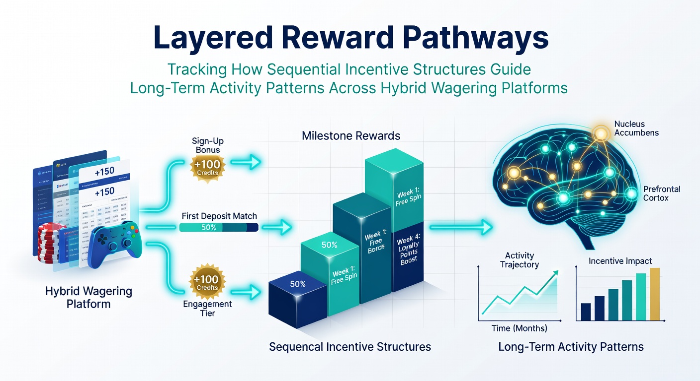 Visual representation of layered reward pathways showing sequential incentives across sports betting and casino platforms