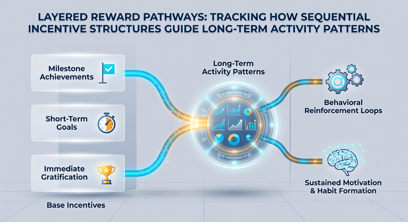 Diagram illustrating long-term activity patterns influenced by sequential rewards on integrated wagering sites