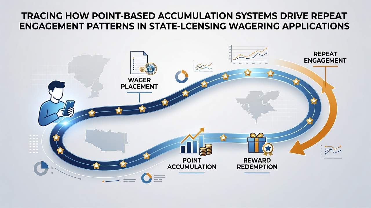 Visualization of point accumulation tiers in state-licensed betting apps showing progression from basic to elite rewards